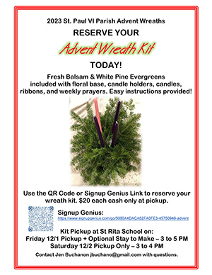 2023 St. Paul VI Parish Advent Wreaths Flyer