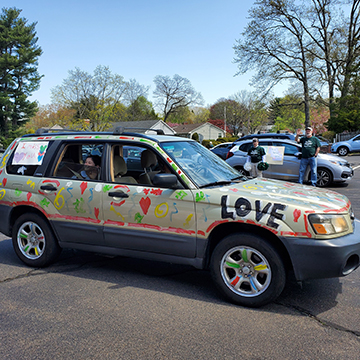 St. Rita family car decorated with LOVE