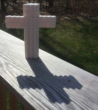 Cross made out of Lego blocks